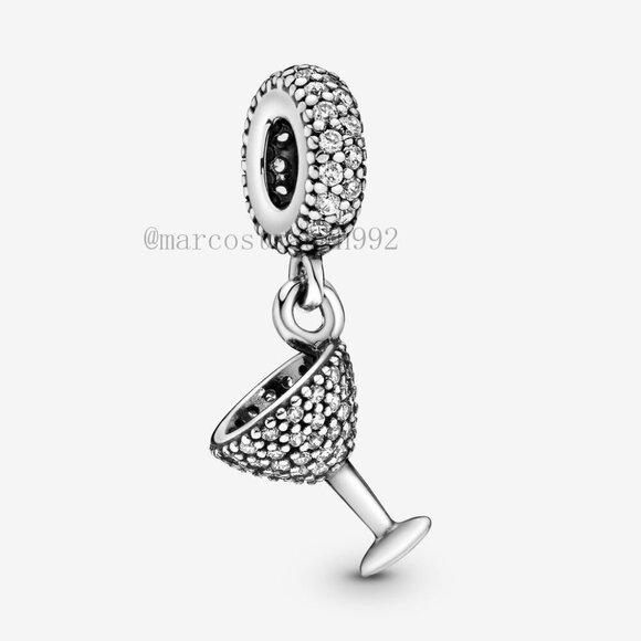 Pandora Pavé Cocktail Glass Dangle Charm - Picture 1 of 4